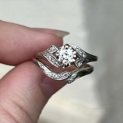 Solid 14k White Gold Natural VS Diamond Matching Set