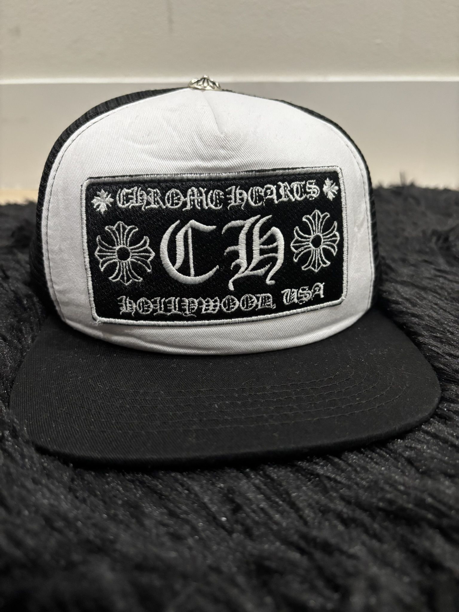 Black and White Chrome Trucker Hat