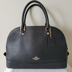 Coach Large Black Leather Sierra Satchel Crossbody Bag 