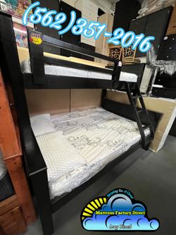 Twin full black bunk bed with mattresses colchones cama nueva deluxe