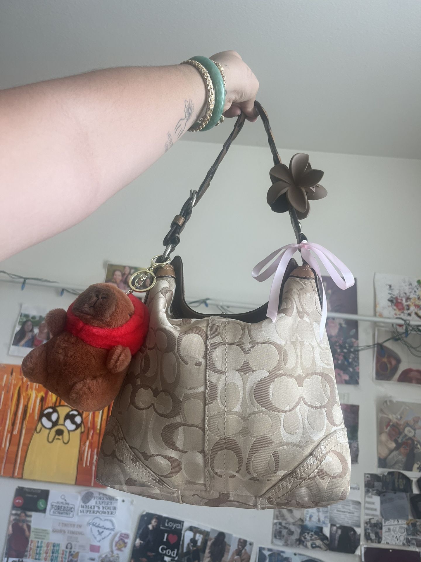 Coach Signature Optic Chelsea Shoulder Bag Hang Bag Hobo 10990 