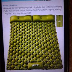GUKKICCO..Sleeping Pad.ultraligth Self Inflating Camping Pad 2 Persons W .pillow Build..foot Pump For Camping .Hiking..Airpad..