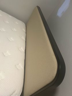 Beige Queen size platform bed frame