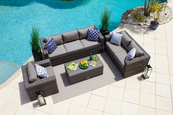 4 Piece Conversation Sofa Set Half Round Wicker Aluminum And Sunbrella Cushions Outdoor Patio Furniture For In Boynton Beach Fl Offerup