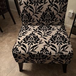 2- Accent Chairs Black & Cream Print