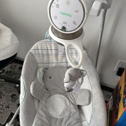 Ingenuity InLighten 5-Speed Baby Swing - Swivel Infant Seat, 5 Point Safety Harness, Nature Sounds, Lights - Van Elephant