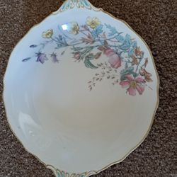 Floral Design Plate with Scalloped Edge