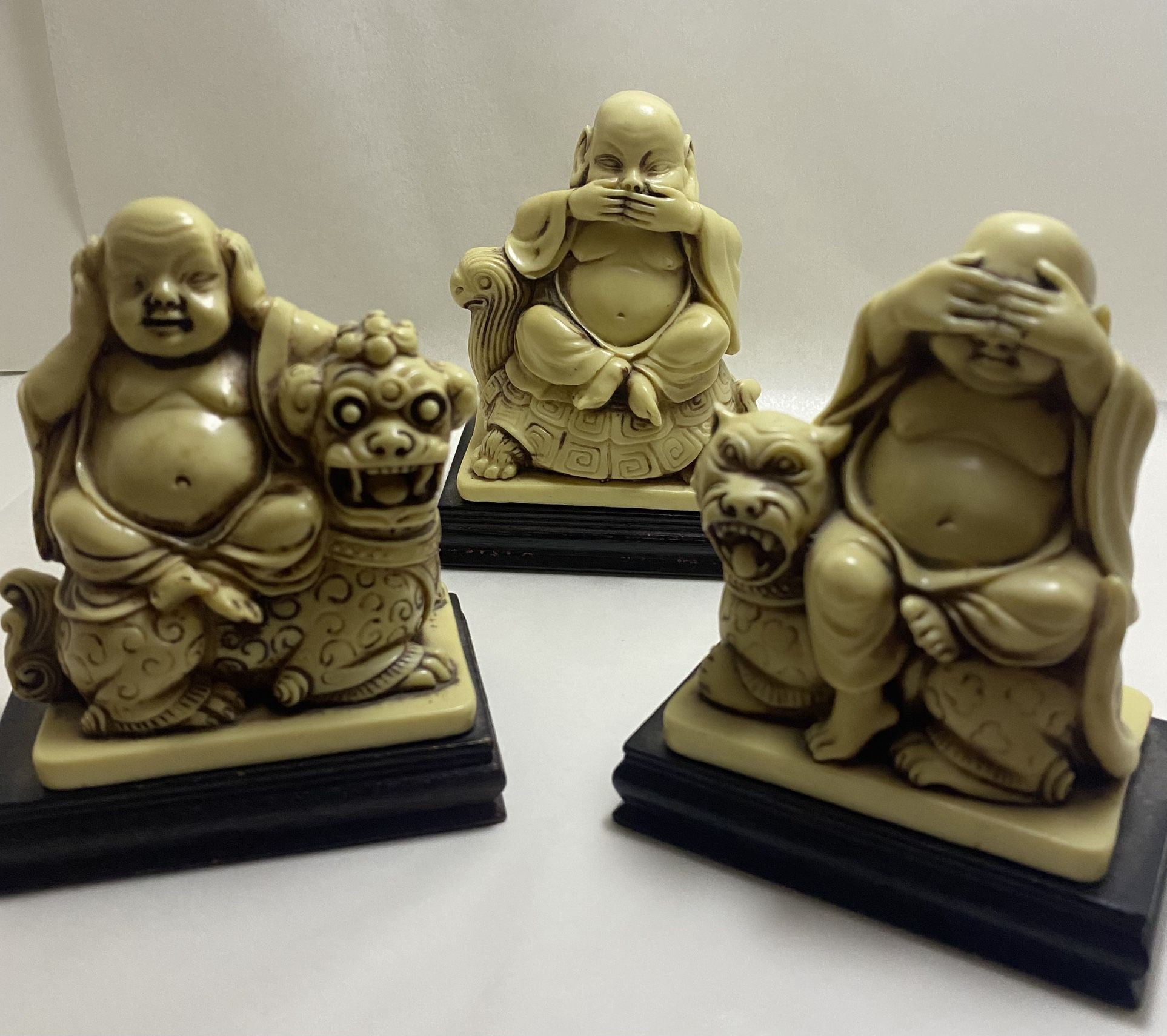 Vintage Buddha Set Of 3 Statues