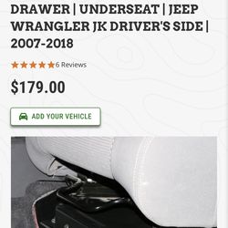 Jeep Wrangler JKU 2007-2018 Tuffy Drivers Side Underseat Storage Drawer