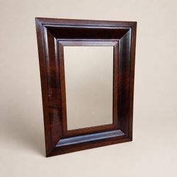 Antique c.1(contact info removed) Mahogany Flame Ogee Mirror w/ 1946 Evalast Semon Bache Glass