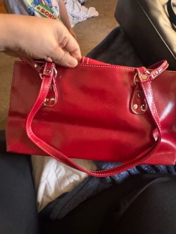 Red Faux Leather Tote Bag – Great Condition