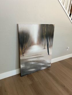Renwil Graystone 48x36 Hand Painted Modern Textured Gold Leaf Wall Canvas Art