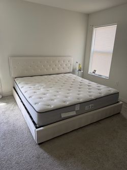 King Size Bed with Mattress and 4 Drawers - Moving Sale