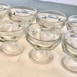 Set Of 8 Federal Glass Co. Clear Footed Dessert Cups Custard Fruit Pudding Bowls