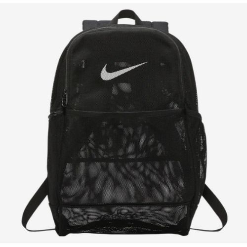 Nike Brasilia 24L Mesh Backpack Transparent Black/White BA6050-010 New