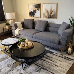 Modern Modular Sofa – Grey with Gold Legs