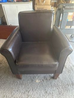 Dark Brown Faux Leather Club Chair – 36” Tall × 30” Wide
