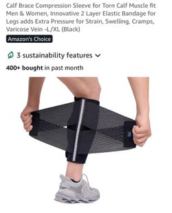 Calf Brace Compression Sleeve for Torn Calf Muscle fit Men & Women, Innovative 2 Layer Elastic Bandage for Legs adds Extra Pressure for Strain, Swelli