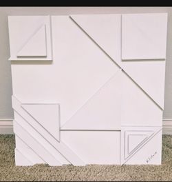 Modern White Geometric Wall Art 24”x24” – Renwil