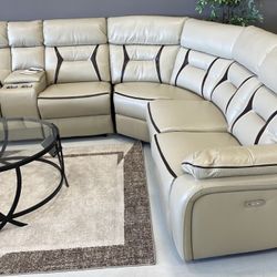 Amite sectional power recliner in beige leather❤️✨ we have delivery🚛👍🏻 today $49 down😇✅🚛