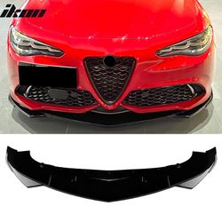 Fits 2017-2026 Alfa Romeo Giulia Sport Line IKON Front Bumper Lip 3PCS Gloss Black