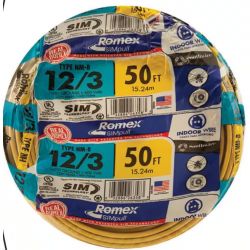 50ft. 12/3 solid Romex SIMpull CU NM-B W/G Wire