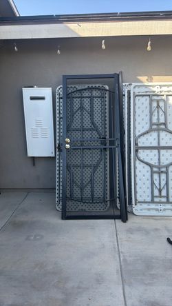 Black Metal Security Screen Door with Frame
