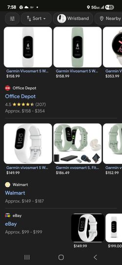 NIB Garmin vivosmart 5 Wearable - White - SM/MDM SIZE - NEWEST MDL - BLUETOOTH - TOUCHSCREEN - PULSE OX - GPS - SMART NOTIFICATIONS - RETAIL $150 NEW