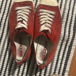 Prada red suede low-top
