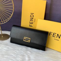 Fendi Black Wallet With Box New 
