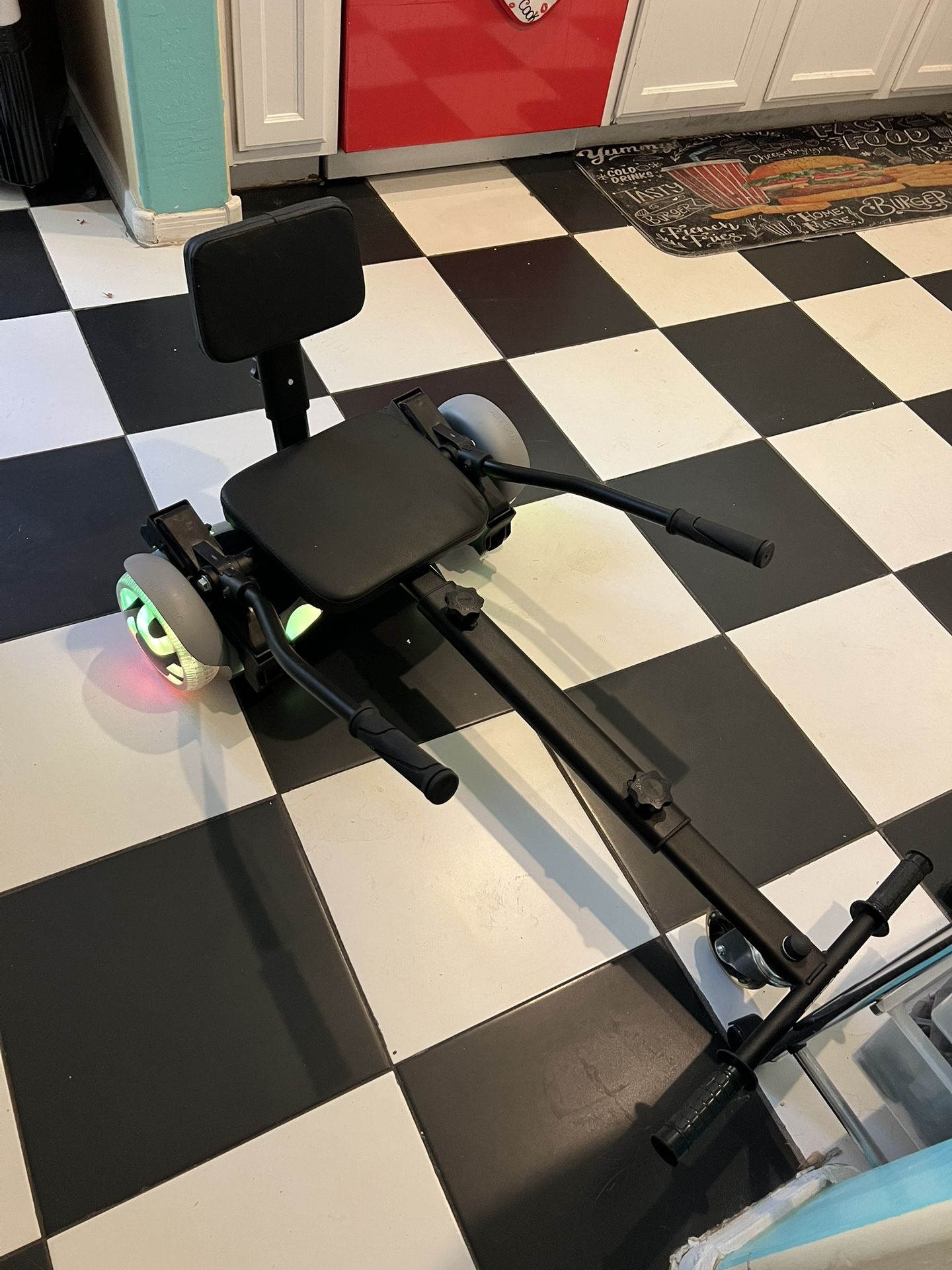 SISIGAD Scooter Seat Attachment, 6.5'' Self Balancing Scooters Go Kart with LED Lights, Green Gray
