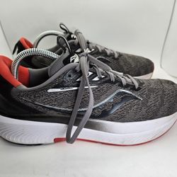 Saucony Echelon 9 Shoes Mens 8.5 Charcoal Red Running Athletic Training Sneakers