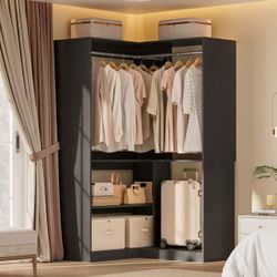W5 Corner Closet System with Chrome-Plated Hanging Rods & Shelves