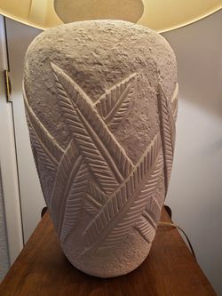 Vintage Plaster Palm Leaf Table Lamp 