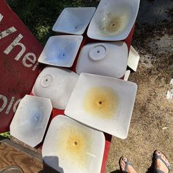 Artsy Yard Art Plates. Glass Dripping