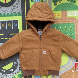 Kids Carhart Jacket Size 24M Brown w / Hodie