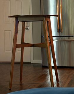 Brand New Mid-Century Modern Round Wood Bar Table