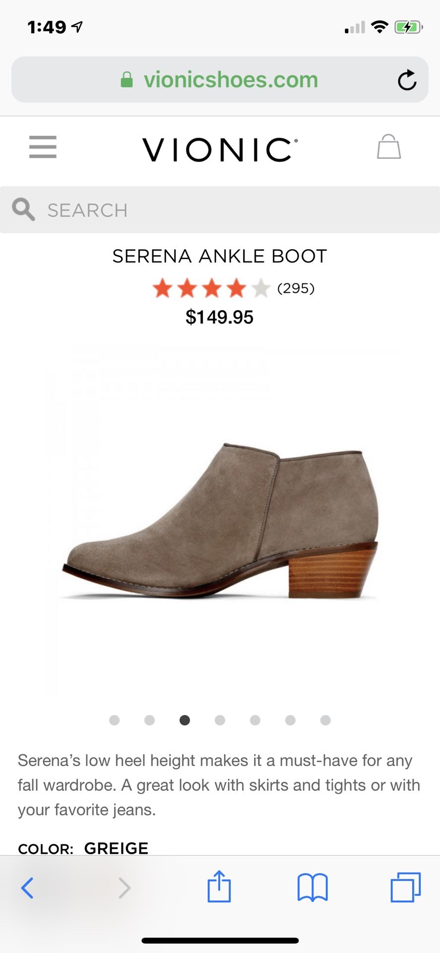 Vionic booties, size 7.5m