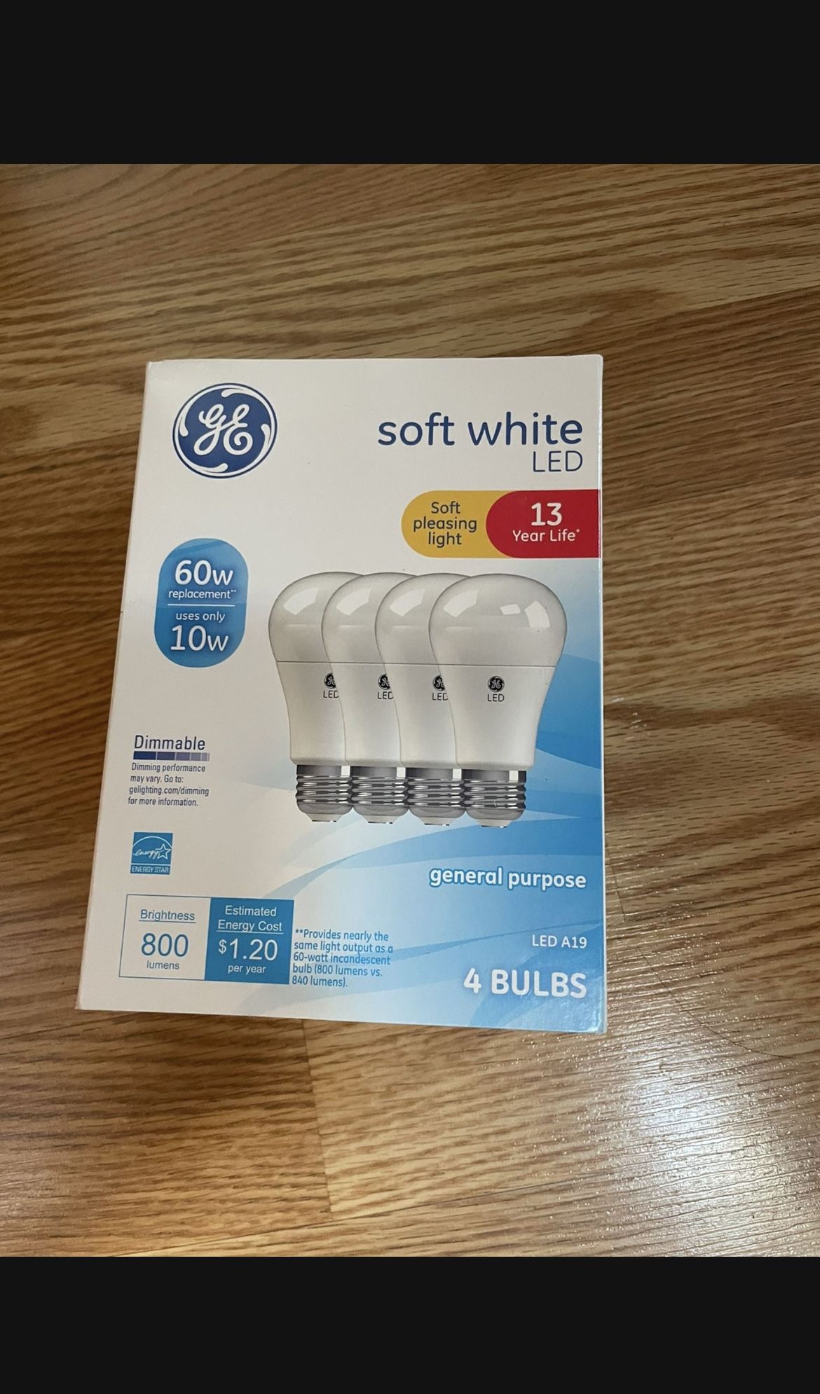 12 Pack- GE 10W Soft White 60 Watt Equivalent 