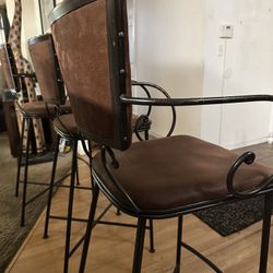 Rare Set of 3 Kitchen/Bar Counter Chairs – Metal Frame