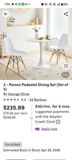 Dining table and two chairs