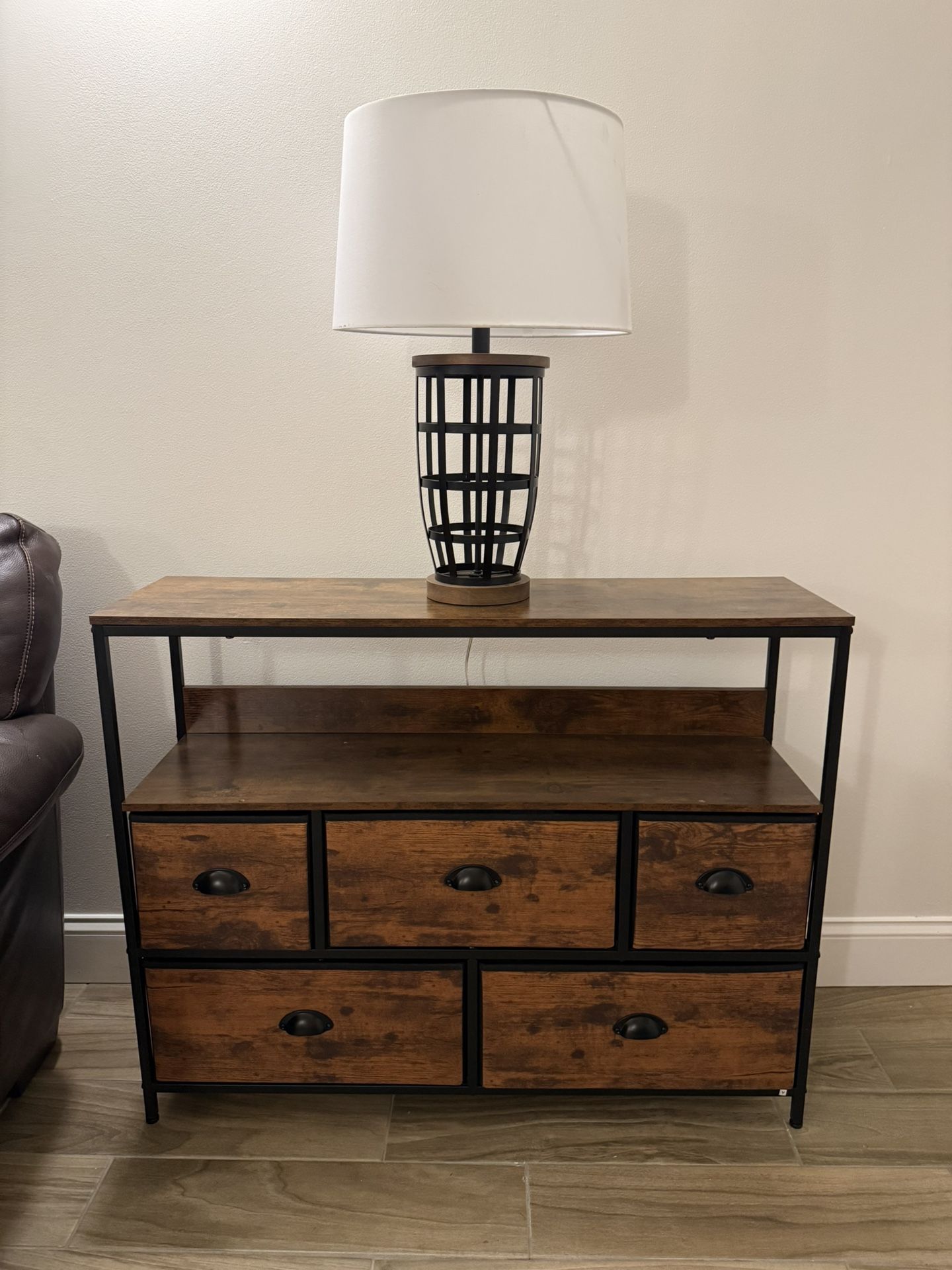 Console Table with Storage Drawers and Lamp