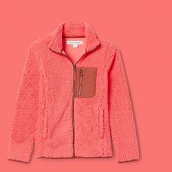 Amazon Essentials Women's Sherpa Long-Sleeve Mock Neck FullZip Jacket with Woven