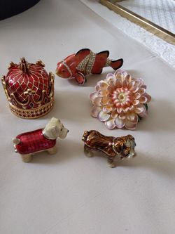 Enamel Trinket Box Collection Set of 5