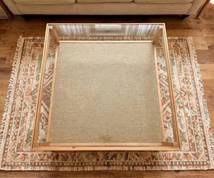 Square Wood and Glass Coffee Table