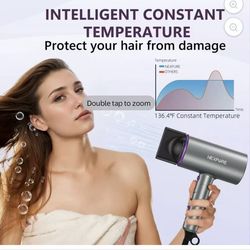 New Upgrade Professional Ionic Hair Dryer, 2000W Powerful Blow Dryer with Diffuser and Concentrator Attachments, Suitable for Home and Travel, Purple