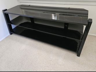 TV STAND 70 Inch Black Glass, 3 Layers