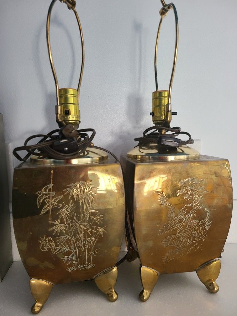 Vintage Etched Brass Lamps