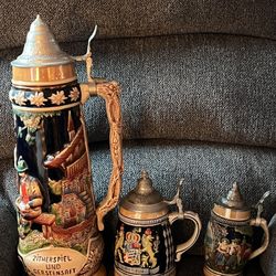 Vintage German beer steins