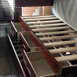 Twin Over Twins Bed With Drawers 